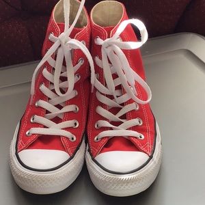 Red Converse high tops, size Women 6, worn once